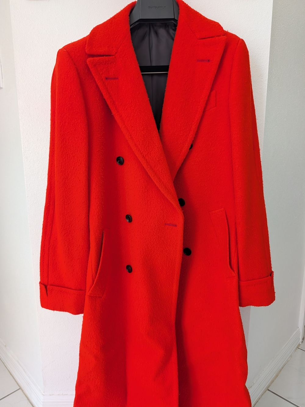 NWOT Suitsupply Custom Overcoat | 40R | Orange Casentino Wool